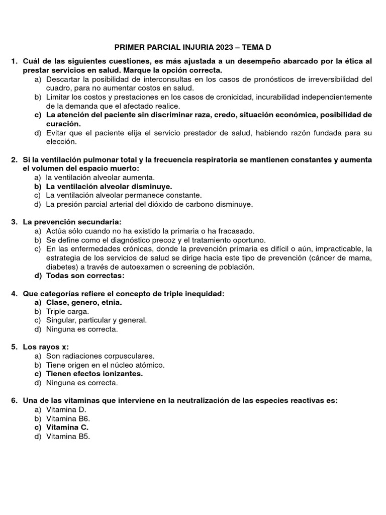 Primer Parcial Injuria - Tema D | PDF | Pulmón | Asistencia sanitaria ...