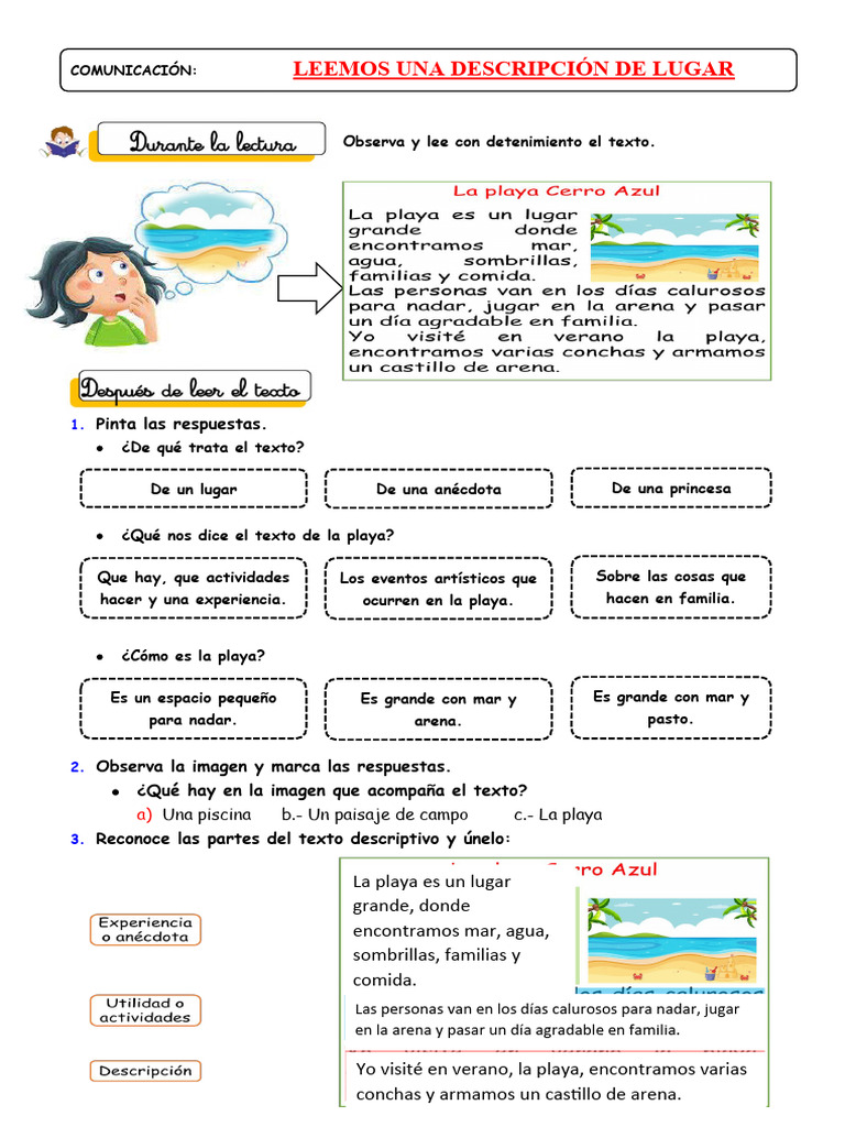 Ficha Leemos Una Descripción de Un Lugar | PDF