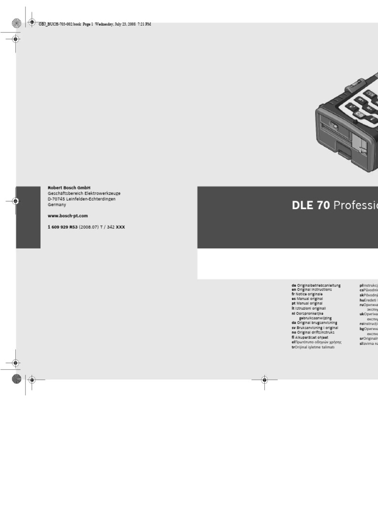 Manual de Usuario Bosch DLE 70 Professional (Español - 341 Páginas) | PDF