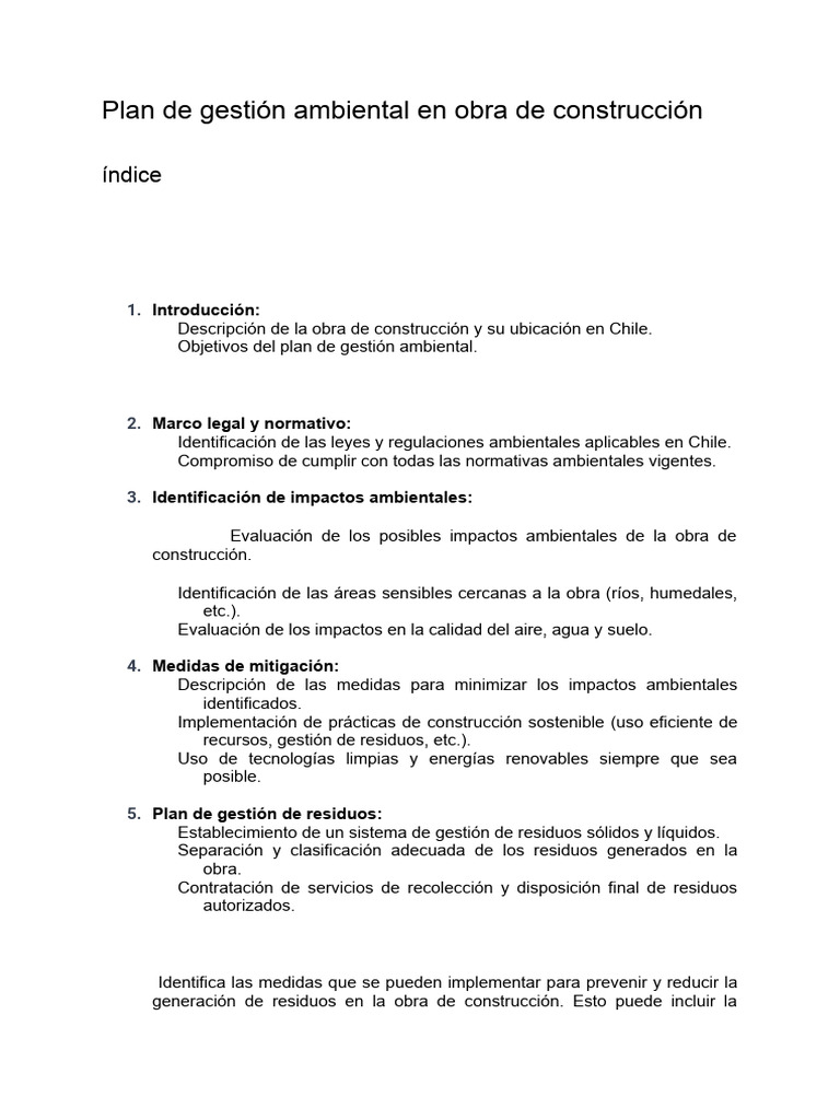 Pauta Ev 3 Plan De Gestión Ambiental De Obra De Construcción 1 1