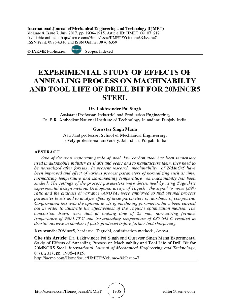 Experimental Study of Effects of | PDF | Heat Treating | Metals