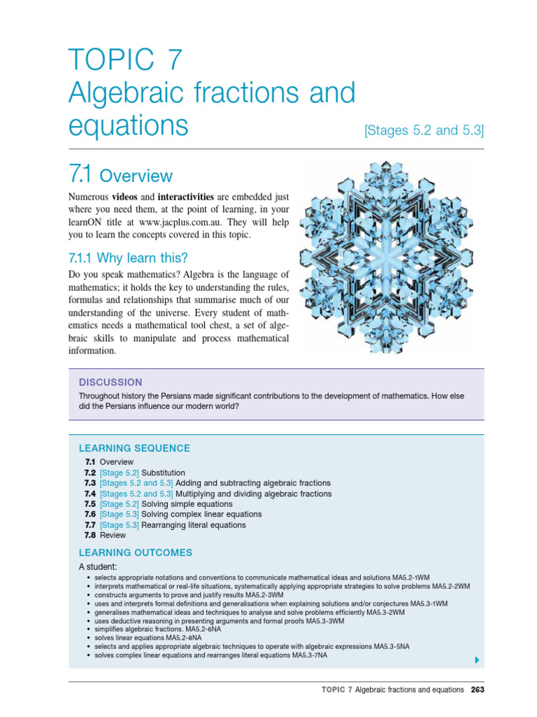 CHP 07 AlgebraicFractionsAndEquations | PDF | Multiplication | Mathematics