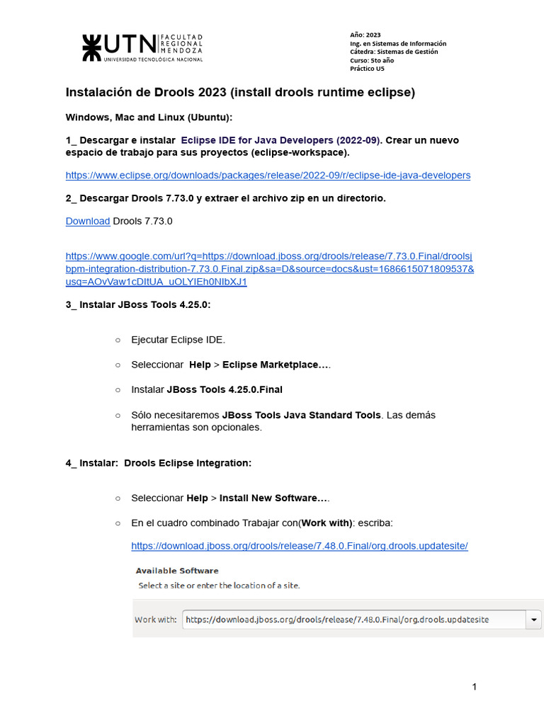 Guía Instalación Drools Eclipse 2023 | PDF | Plataformas de computación ...