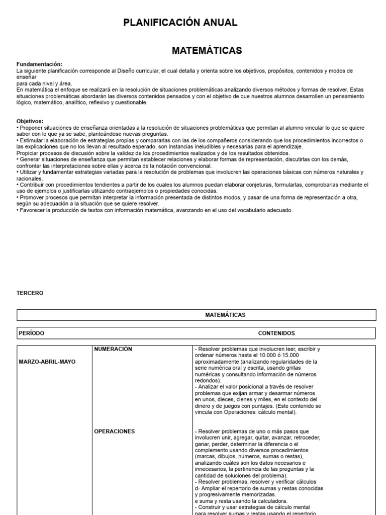 Planificación Anual de Matemáticas 2024 | PDF | Matemáticas | Geometría