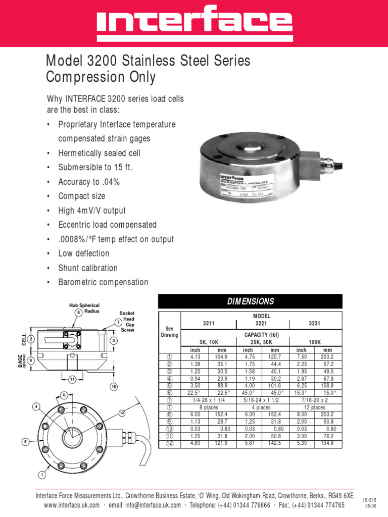 Interface Load Cells. | PDF | Electrical Resistance And Conductance ...