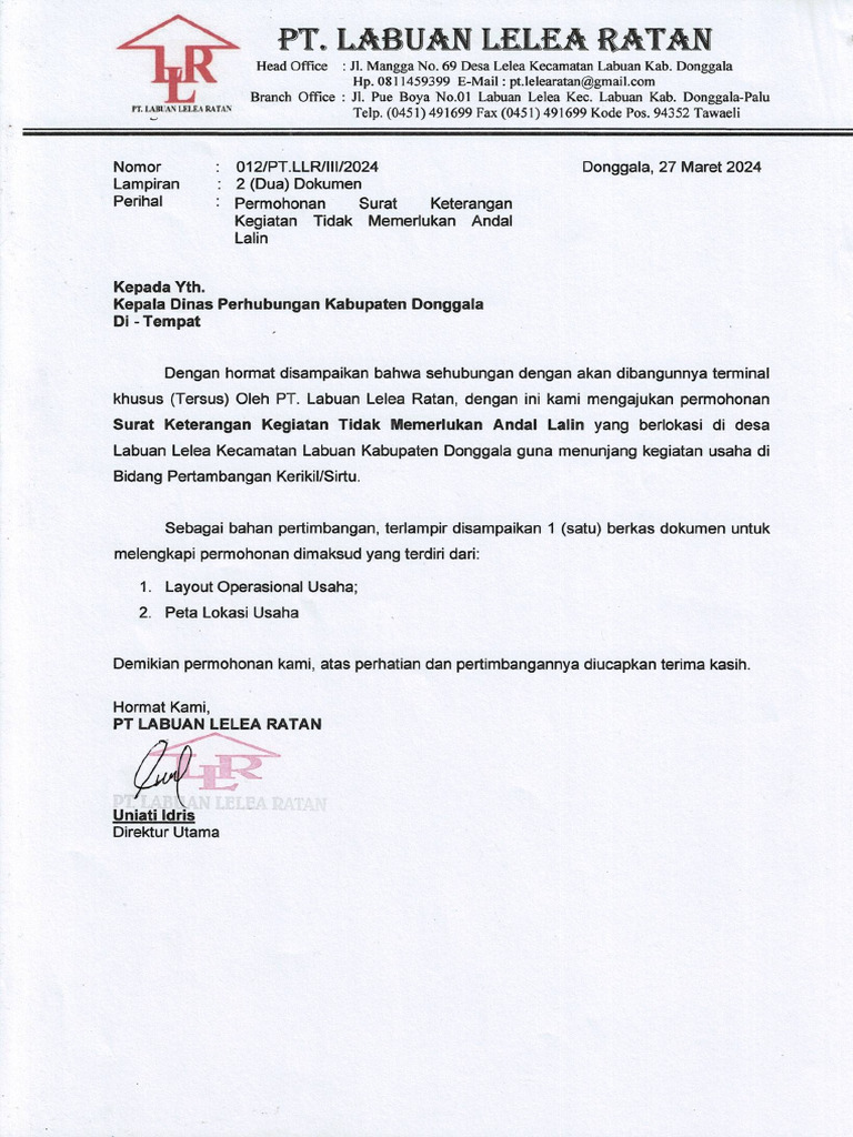 Surat Permohonan Dishub Pdf