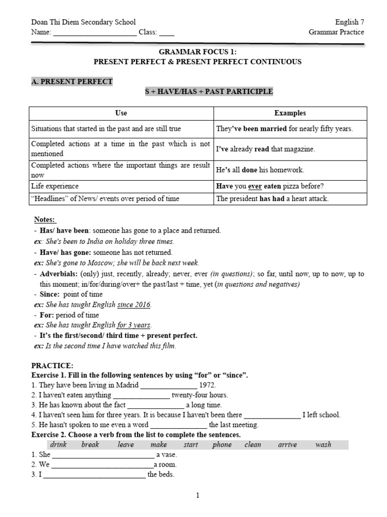 Present Perfect vs Continuous Worksheet | PDF | Language Arts & Discipline