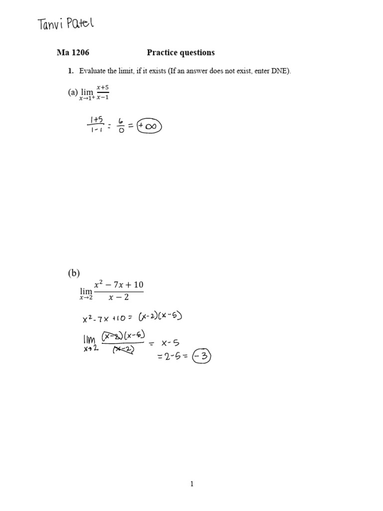 Calculus Practice Questions and Solutions | PDF