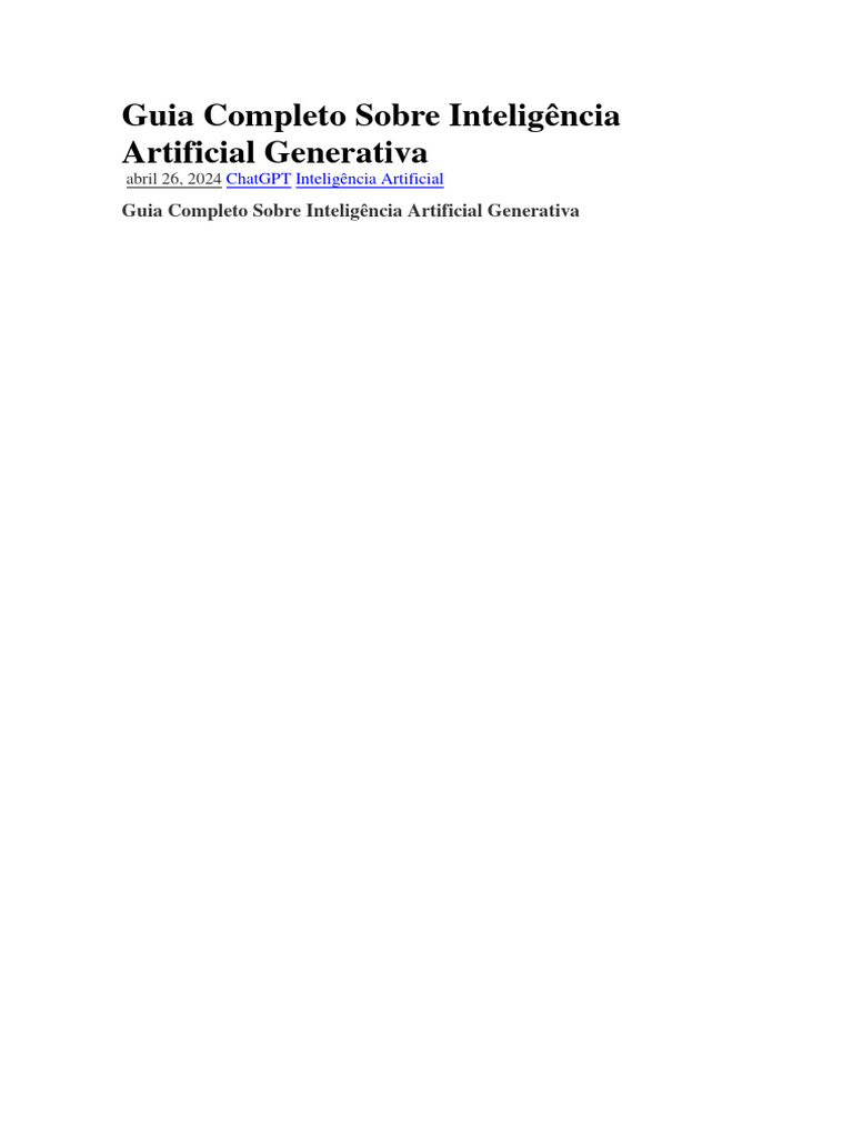 Entendendo a IA Generativa | PDF | Inteligência artificial ...
