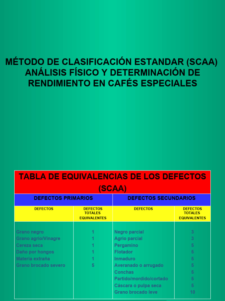 Clasificación de Defectos en Café SCAA | PDF | café | Molde