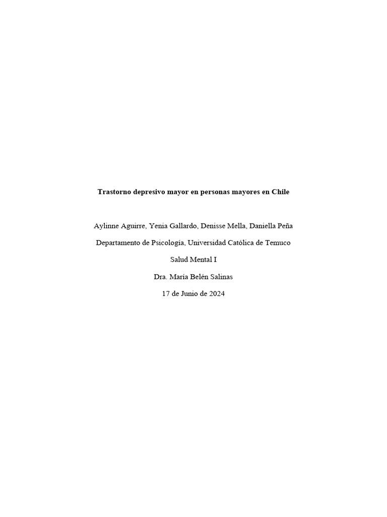 Depresión en Personas Mayores en Chile | PDF | Trastorno depresivo ...