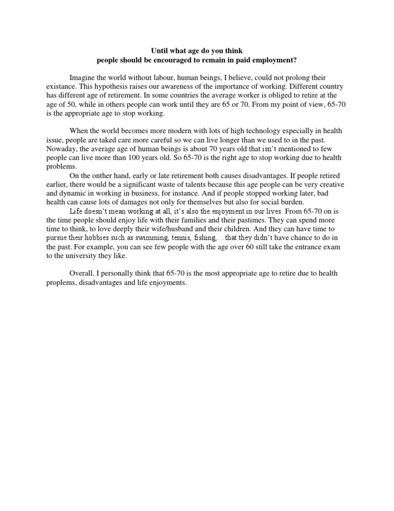 Age To Retirement | PDF
