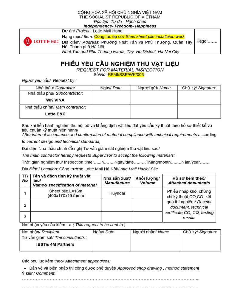 03.01. Request Inspection - Material | PDF
