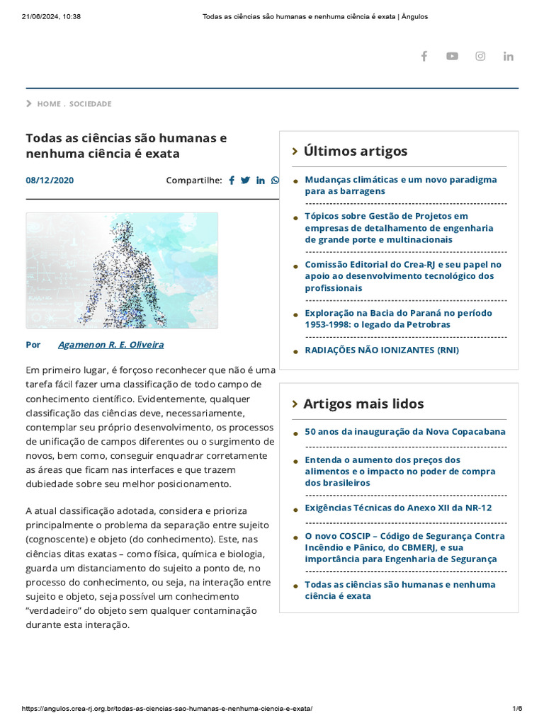 Todas As Ciências São Humanas e Nenhuma Ciência É Exata - Ângulos | PDF ...