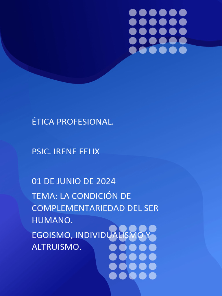 Complementariedad Humana: Ética y Valores | PDF | Individualismo ...