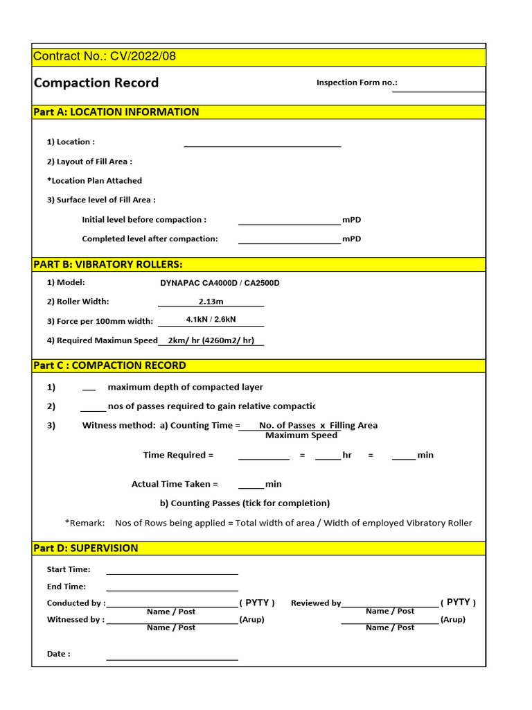 Appendix F - Rolling Pass Compaction Record | PDF