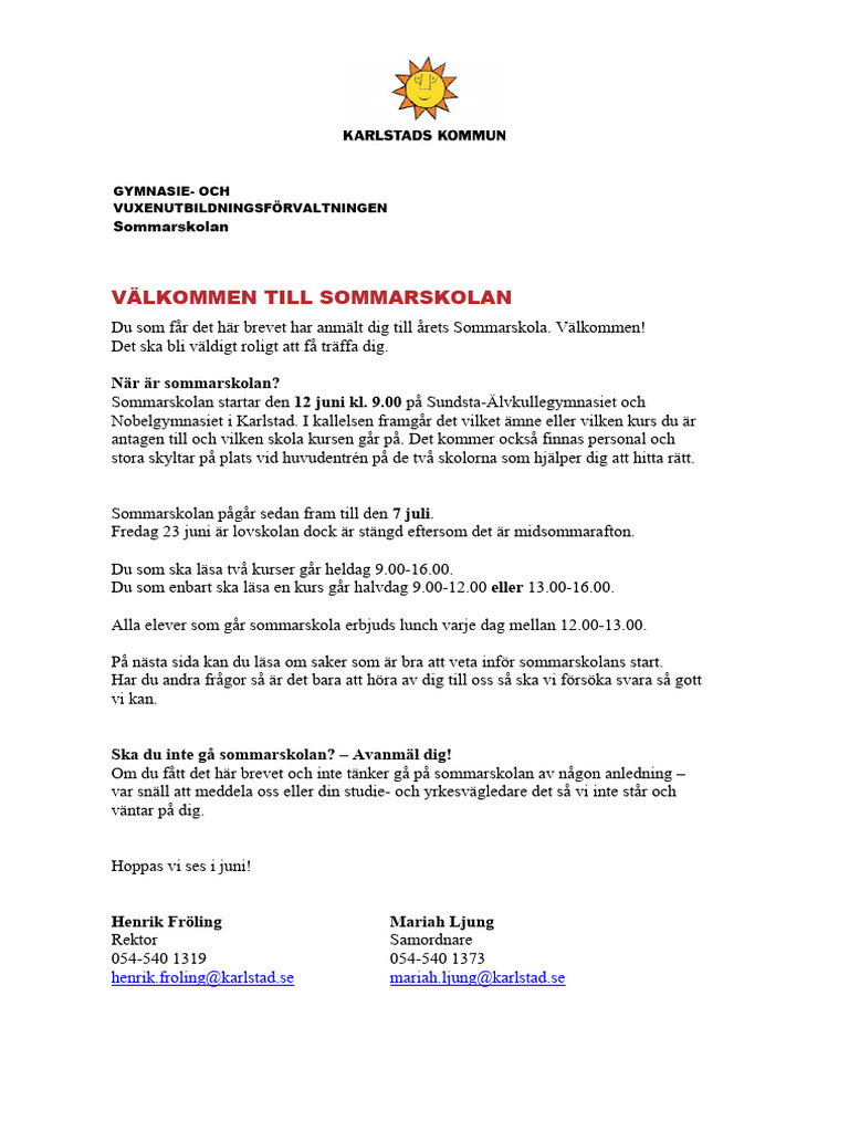 Informationsbrev | PDF