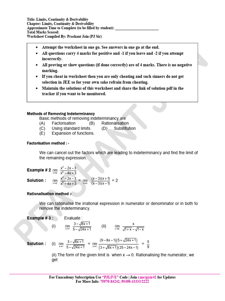 Limit Evaluation Techniques and Examples | PDF | Mathematics