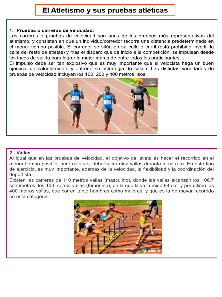 Pruebas de Atletismo: Velocidad y Fuerza | PDF | Deporte del atletismo ...