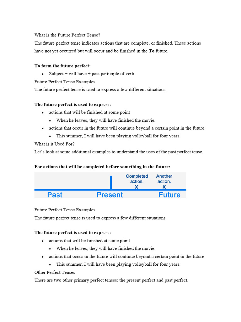 Understanding Future Perfect Tense | PDF | Grammatical Tense | Perfect ...
