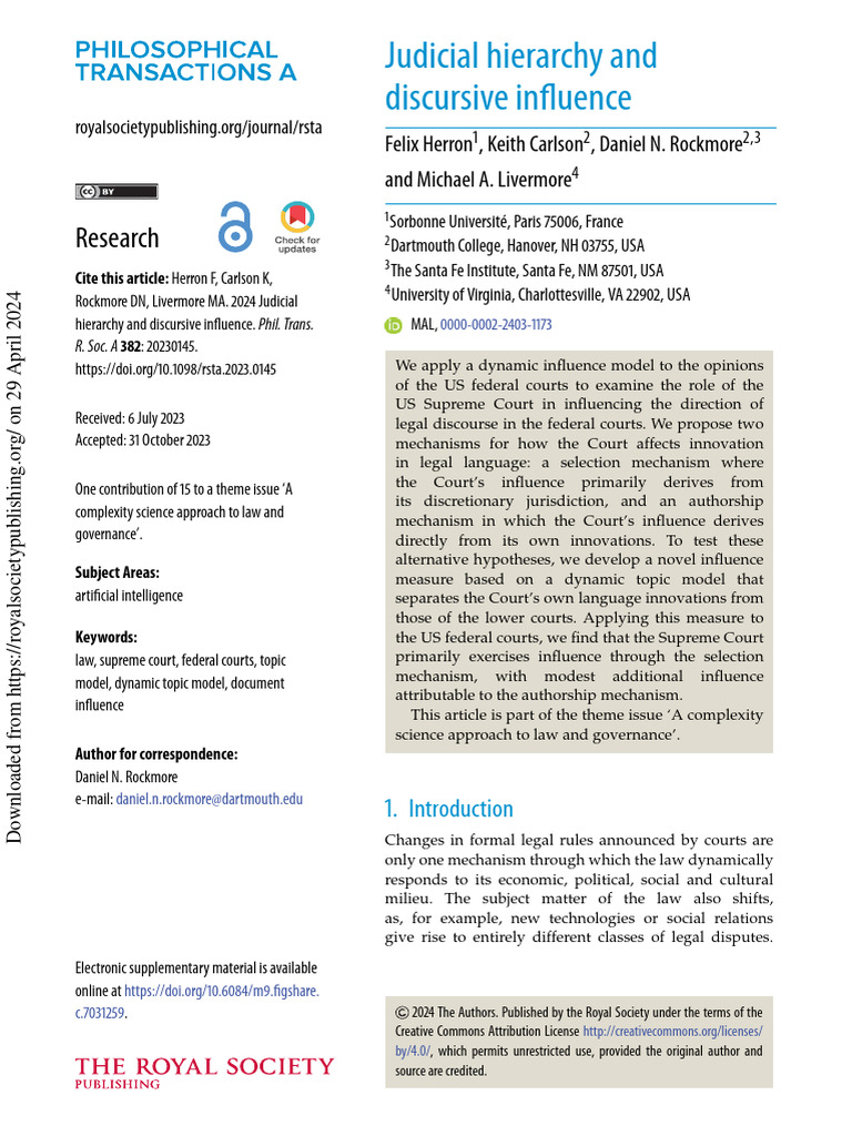 Judicial Hierarchy and Legal Discourse Influence | PDF | Appeal ...