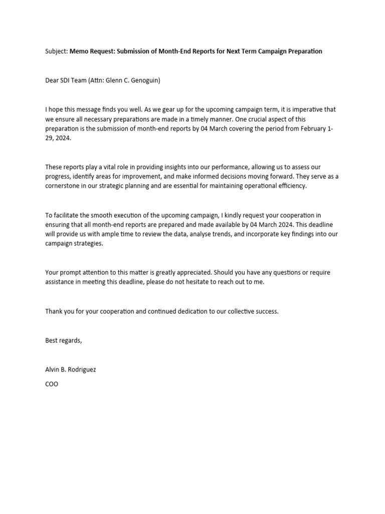 Month End Reports Examples Pdf