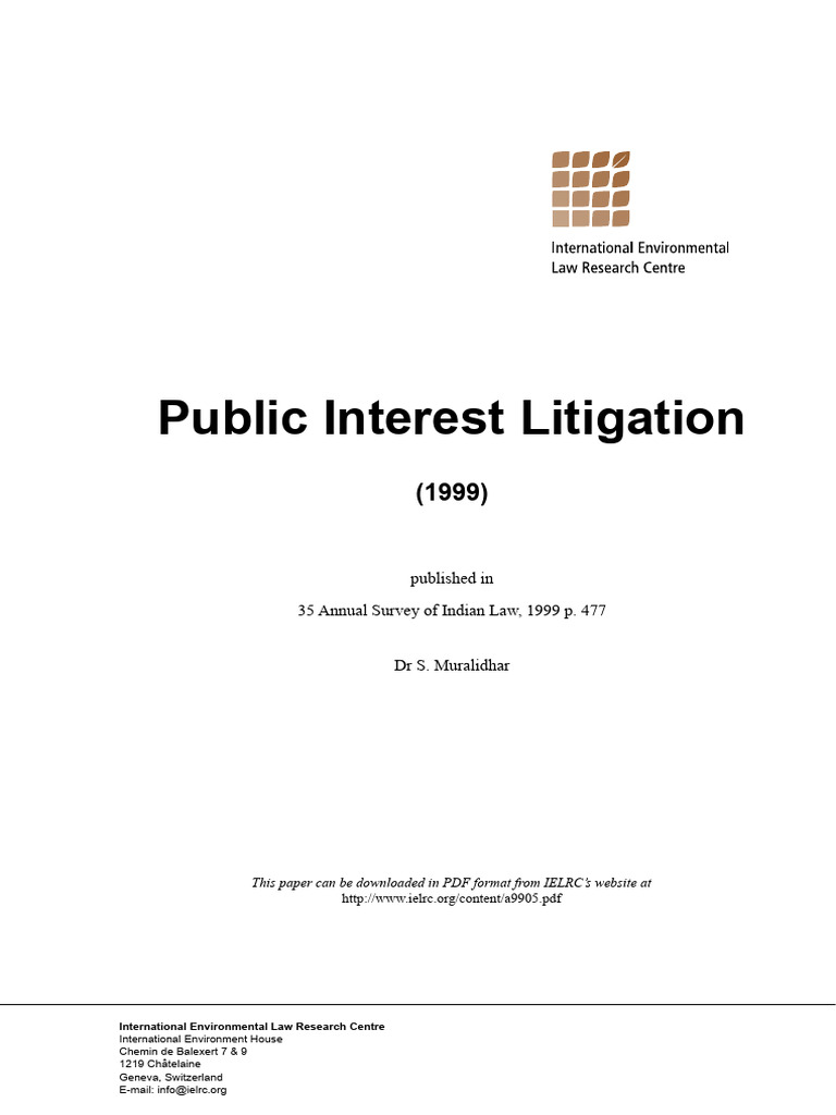 Public Interest Litigation in India: 1999 Review | PDF | Damages ...