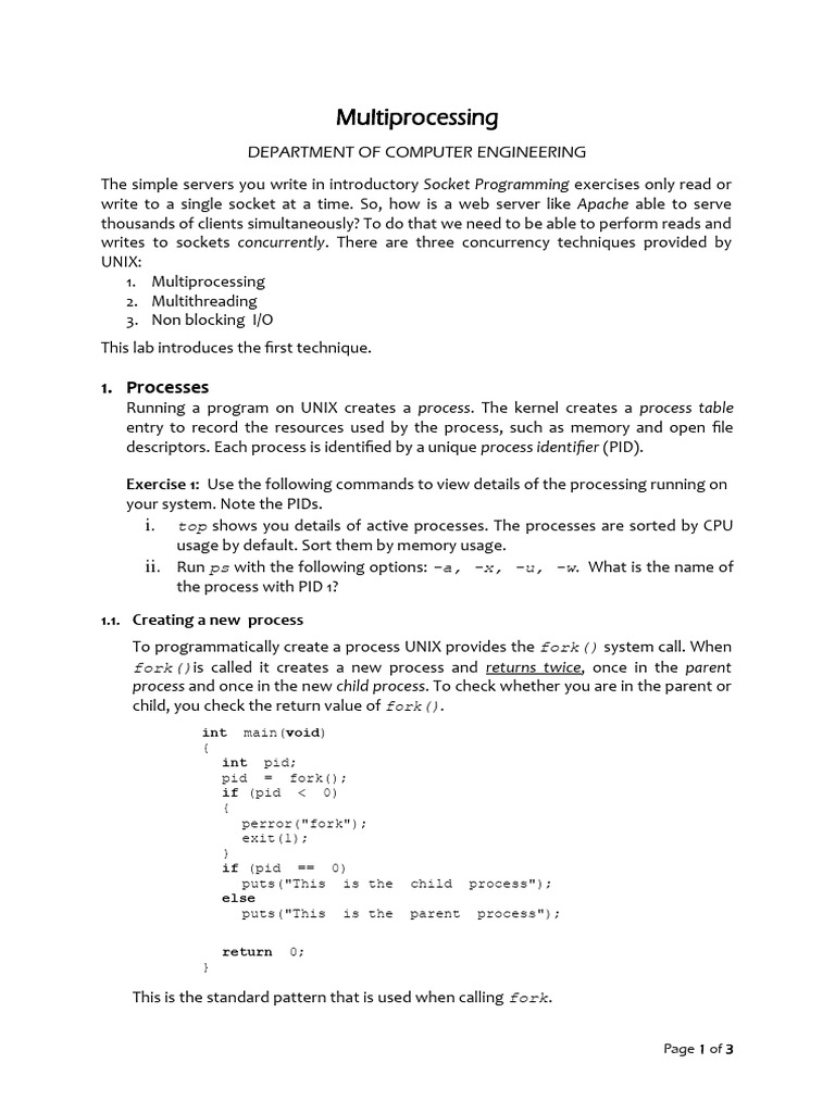 Lab01 Multiprocessing (1) | Download Free PDF | Process (Computing ...