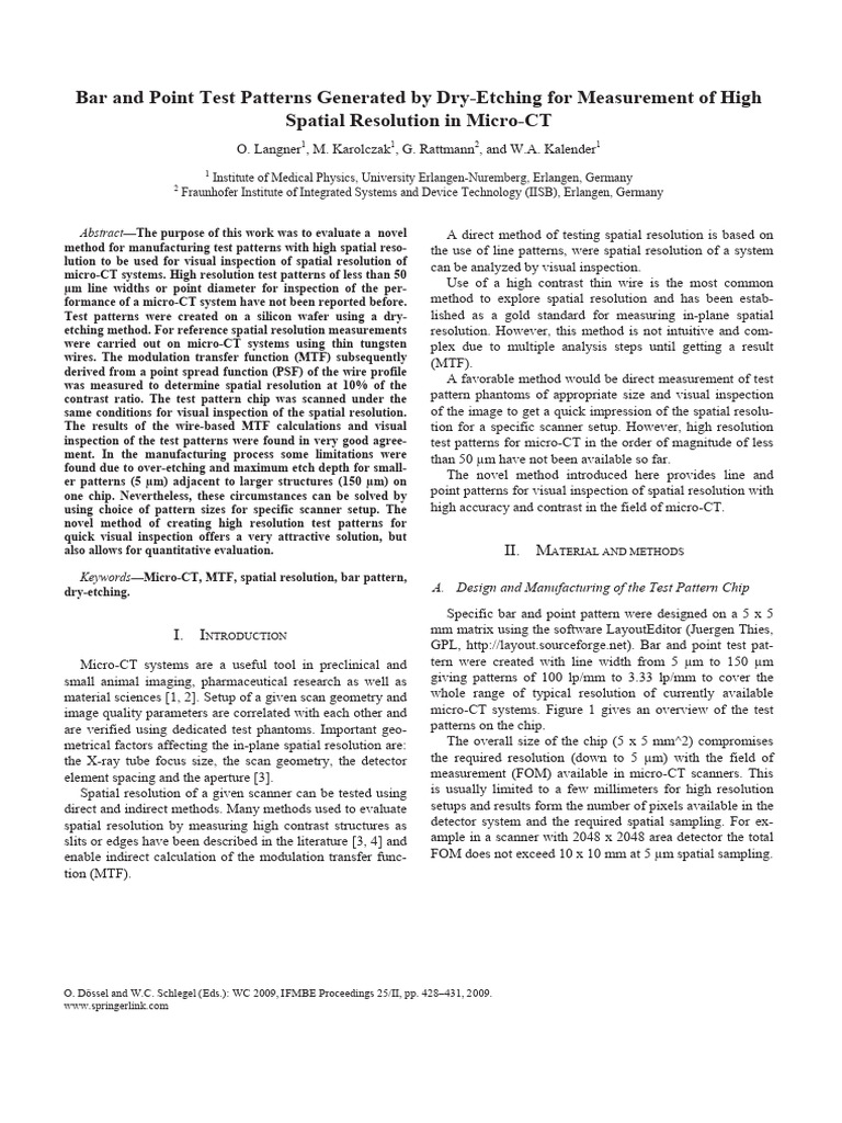 High-Resolution Test Patterns for Micro-CT | PDF | Optical Resolution ...