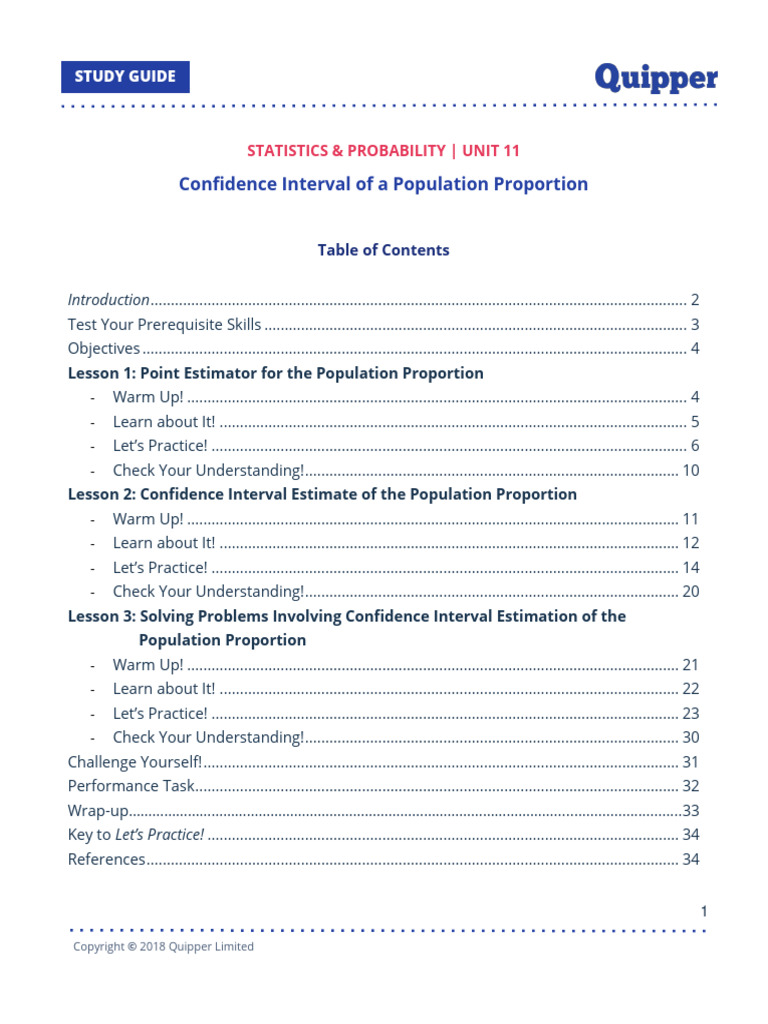 Confidence Intervals for Population Proportions | PDF | Estimator ...