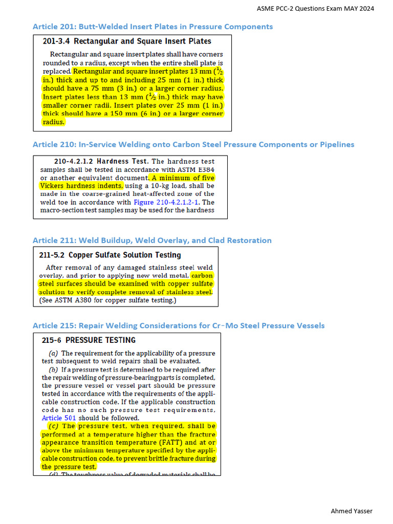 ASME PCC-2 Exam Questions May 2024 | PDF