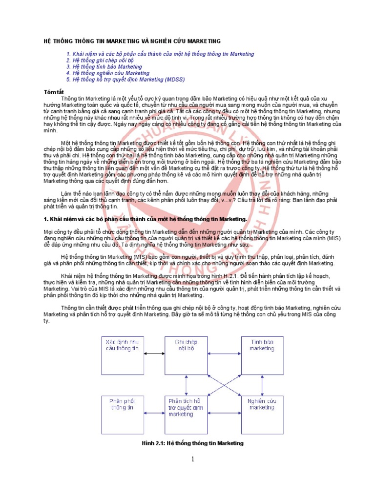 He Thong Thong Tin Va Nghien Cuu Marketing | PDF