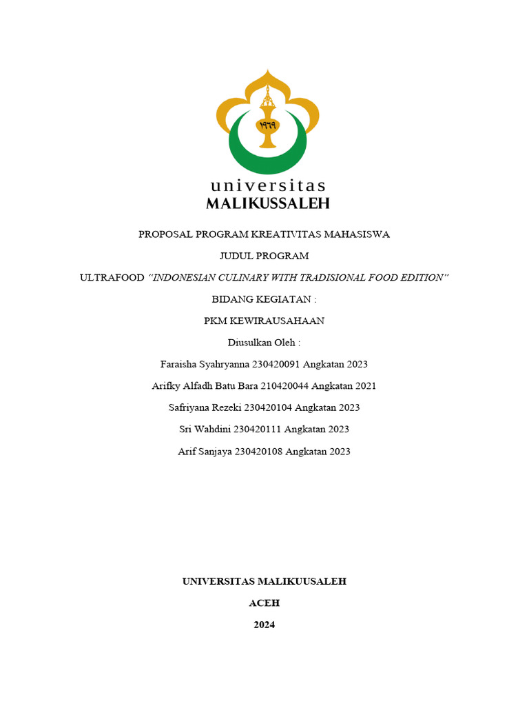Proposal PKM Kewirausahaan 2024 | PDF