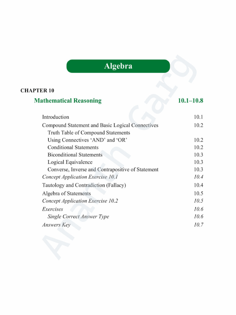 Mathematical Reasoning Chapter Pdf