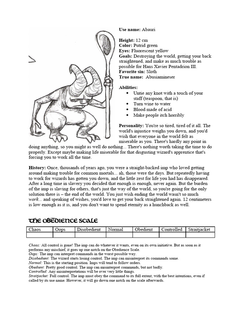 Imp Character Profiles and Abilities | PDF