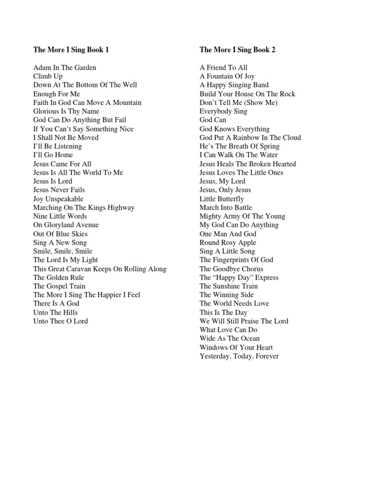 VBS Songs Compilation Guide | PDF | Jesus