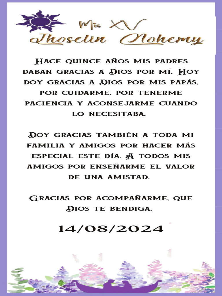 Hace Quince Años Mis Padres Daban Gracias A Dios Por Mi. Hoy Doy Gracias A  - 20240605 - 145456 - 0000 | PDF, image size:768x1024