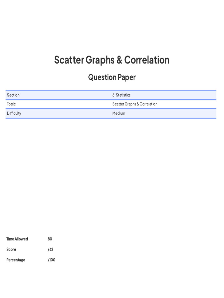 Scatter Graphs Correlation Level 2 Download Free Pdf Scatter