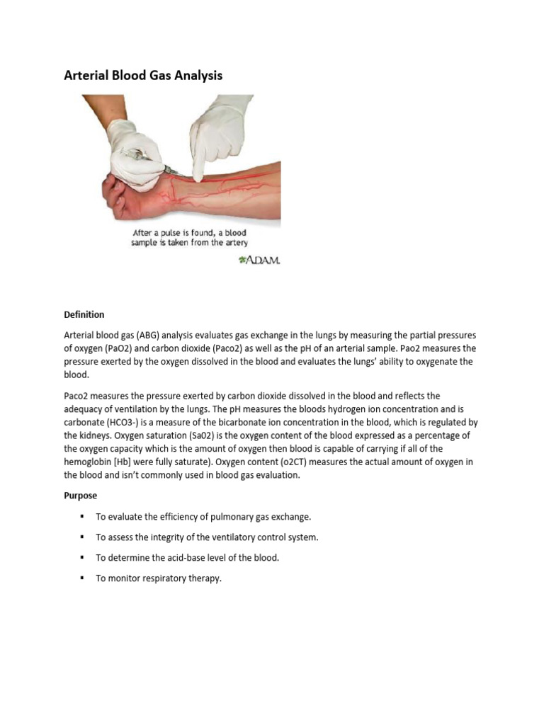 Arterial Blood Gas Analysis Guide | PDF | Blood | Clinical Medicine
