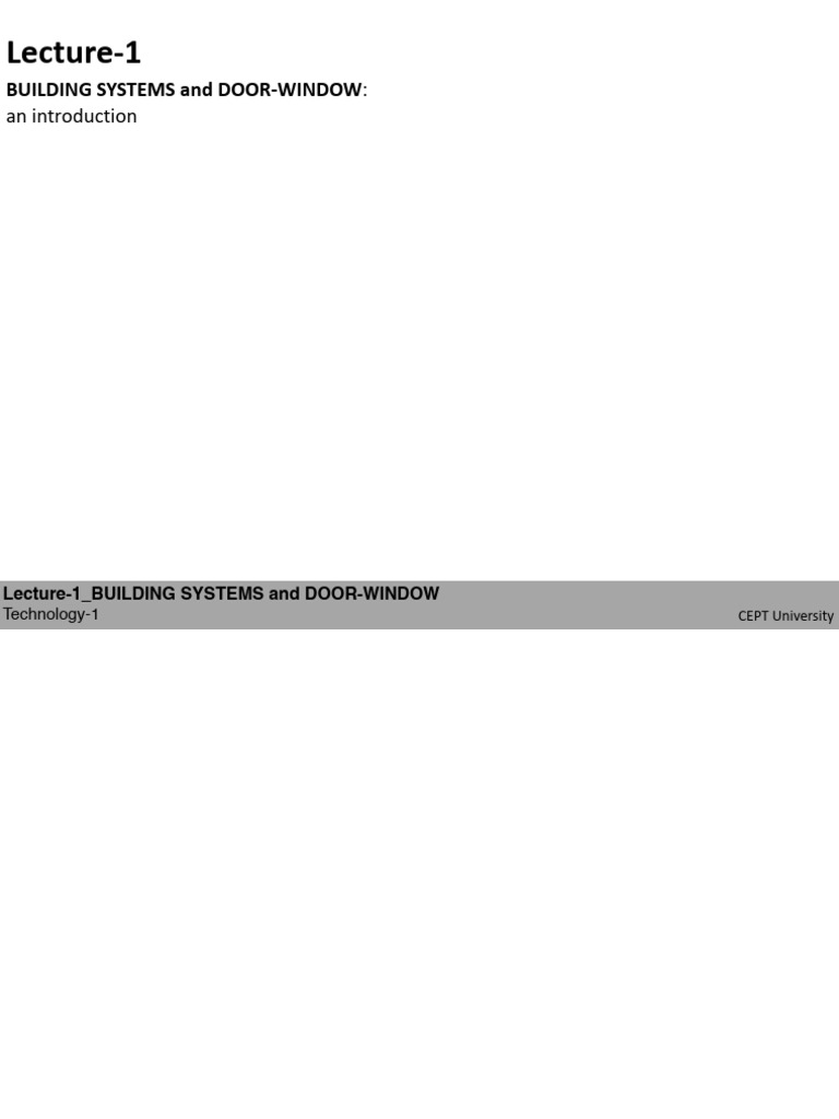Lecture 1 Building Systems and Door Window | PDF | Framing ...