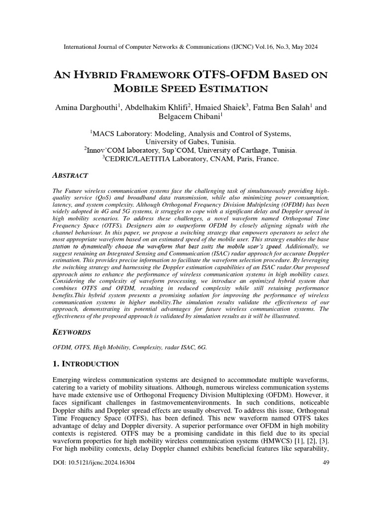 An Hybrid Framework OTFS-OFDM Based On Mobile Speed Estimation | PDF ...