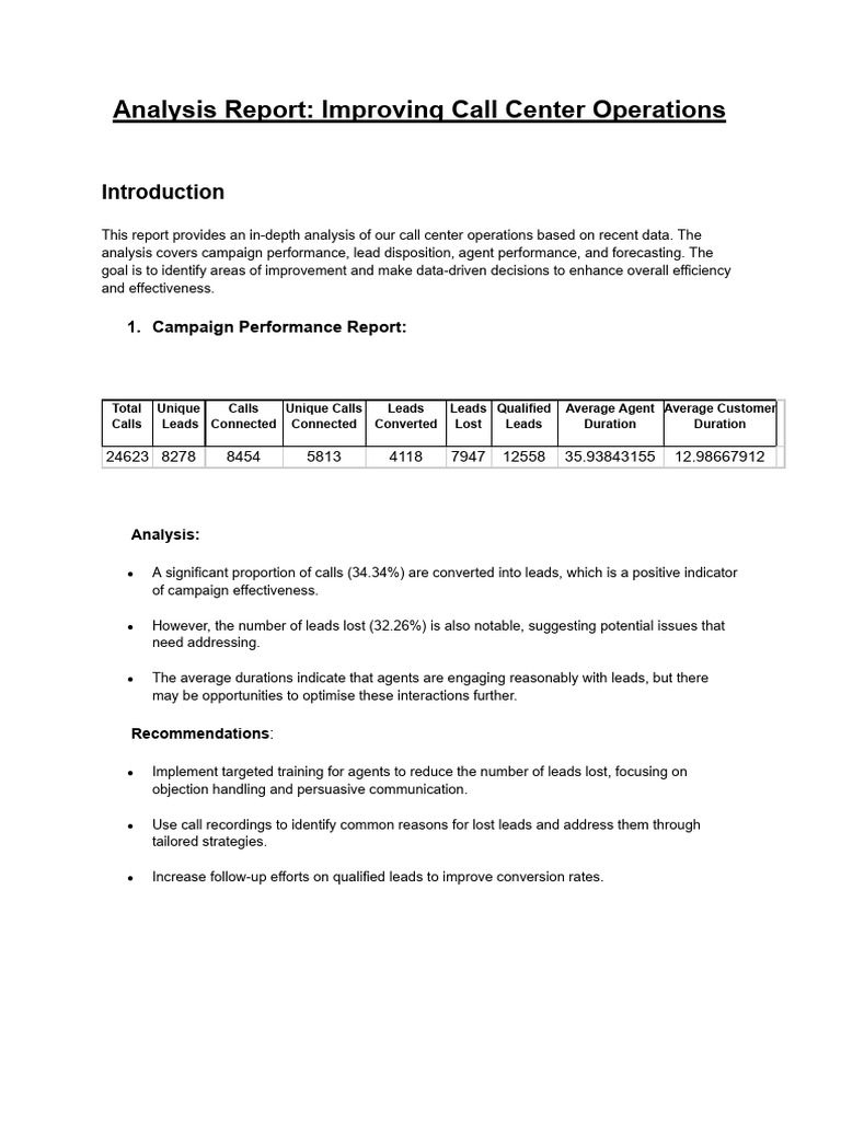 Enhancing Call Center Efficiency | PDF | Forecasting
