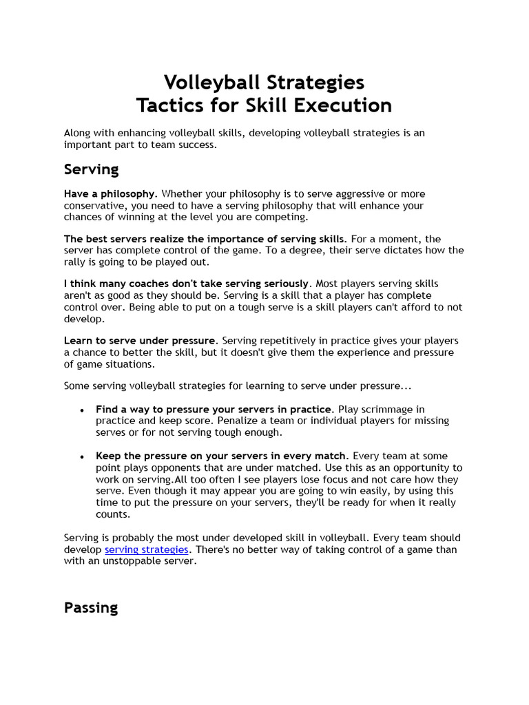 Volleyball Strategies Pdf Volleyball Ball Games