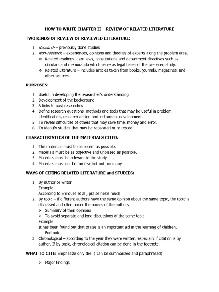 How To Write Chapter Ii | PDF | Citation | Methodology