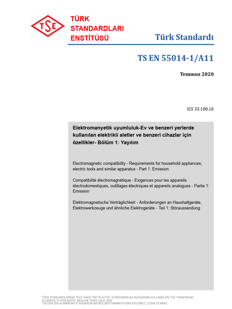 EN 55014-1:2017/A11 Standard Overview | PDF | European Union | European ...