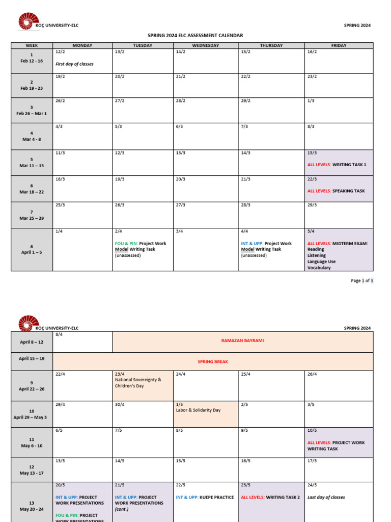 Spring 2024 ELC Assessment Calendar For STUDENTS PDF Spring 2024 ELC Assessment Calendar For STUDENTS PDF