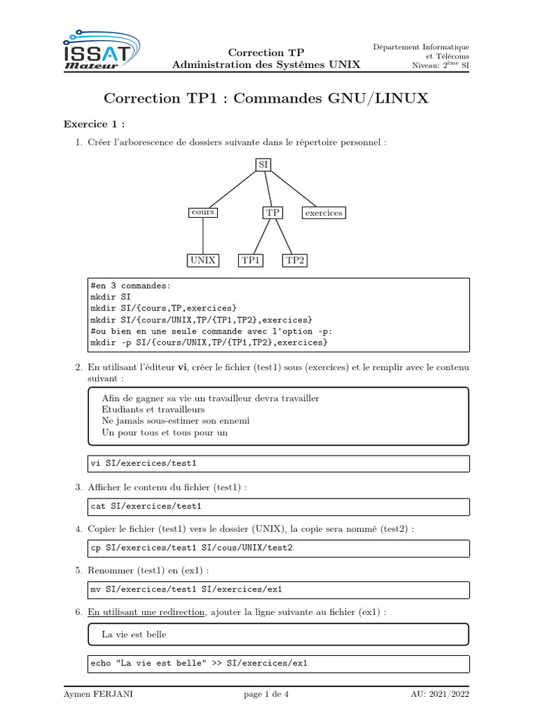 Correction TP Administration UNIX | PDF | Unix | Fichier informatique