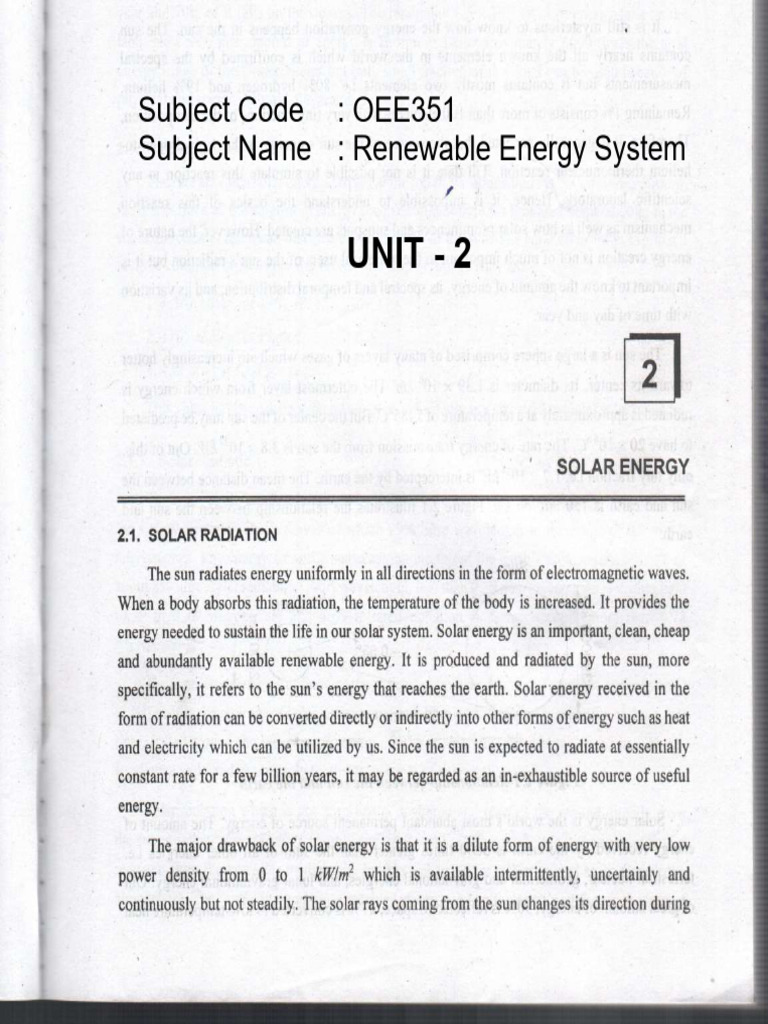 Unit - 2 RES Notes | PDF | Sun | Equator