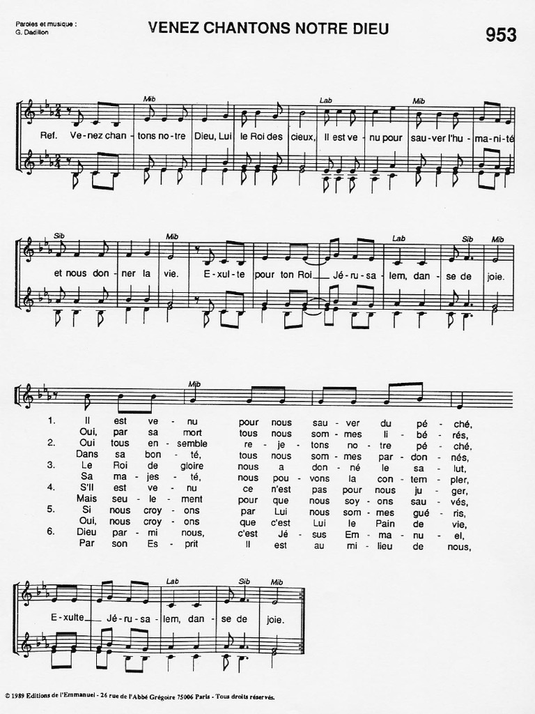 Venez Chantons Notre Dieu Pdf