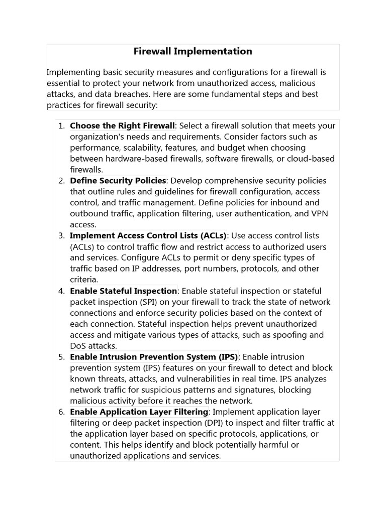 Essential Firewall Security Practices | PDF | Information Security ...